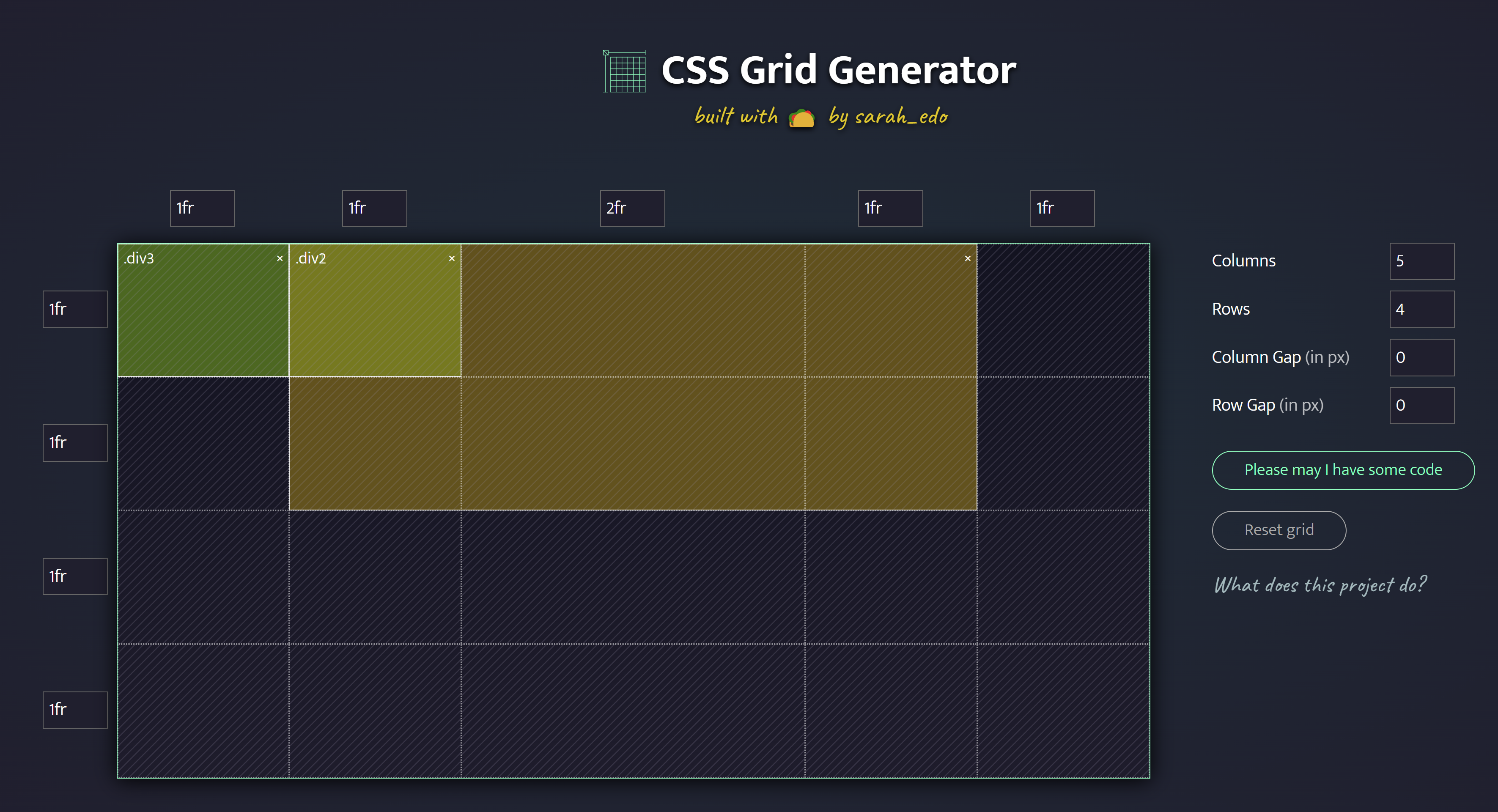 Preview of CSS Grid Generator